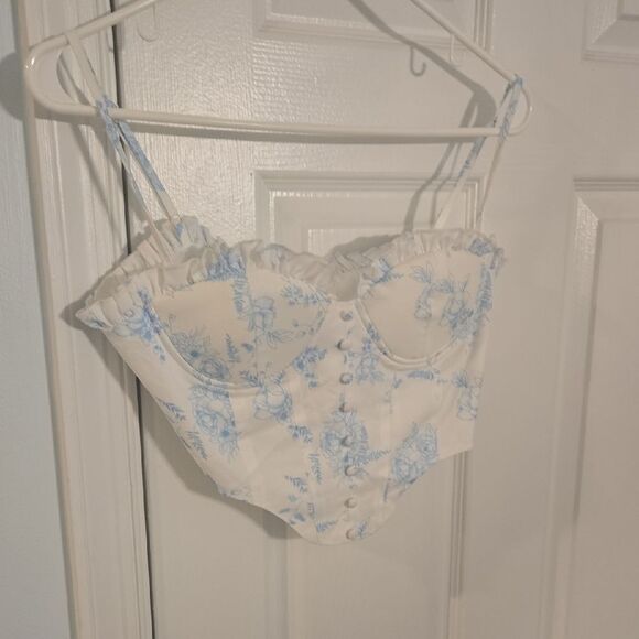 Cider Blue and White Lace Bra Intimates - Picture 1 of 6